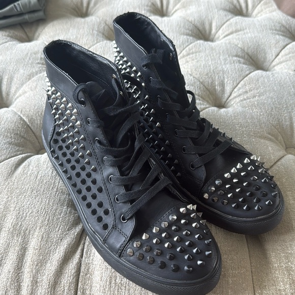 Steve Madden Other - Steve Madden Black Spiked High-Top Sneakers Shoes Mens 11 Punk Studded